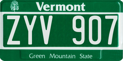 VT license plate ZYV907