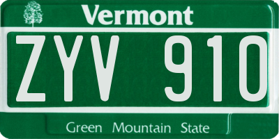 VT license plate ZYV910