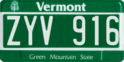 VT license plate ZYV916