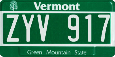 VT license plate ZYV917