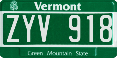 VT license plate ZYV918