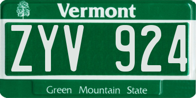VT license plate ZYV924
