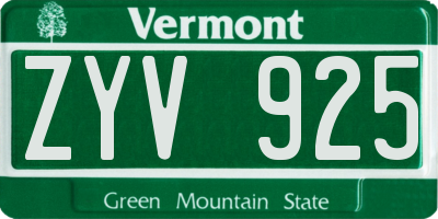VT license plate ZYV925