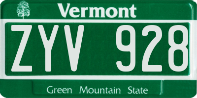 VT license plate ZYV928