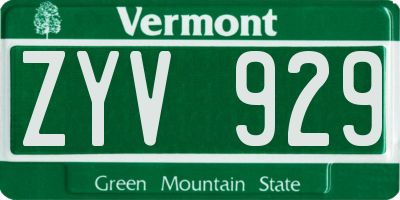VT license plate ZYV929