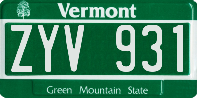 VT license plate ZYV931