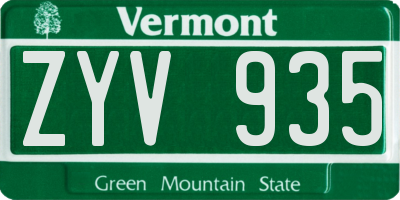 VT license plate ZYV935