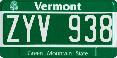 VT license plate ZYV938