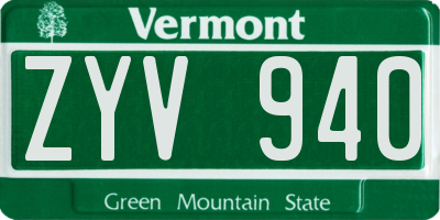 VT license plate ZYV940