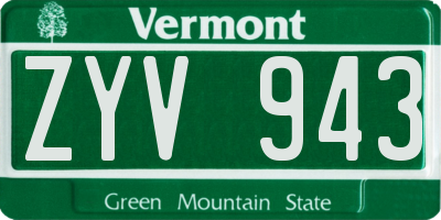 VT license plate ZYV943