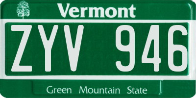 VT license plate ZYV946
