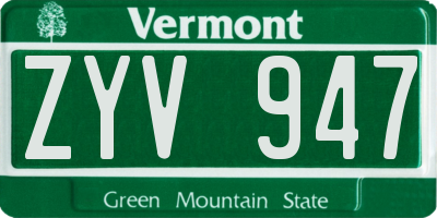 VT license plate ZYV947