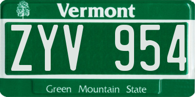 VT license plate ZYV954