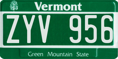 VT license plate ZYV956