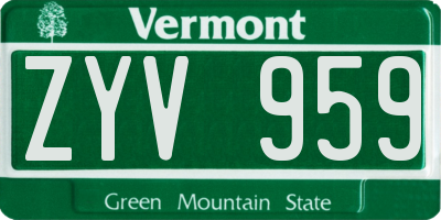 VT license plate ZYV959