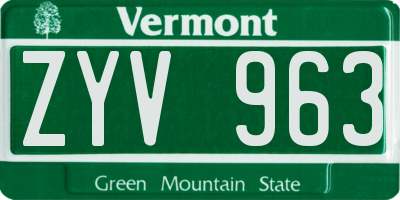 VT license plate ZYV963