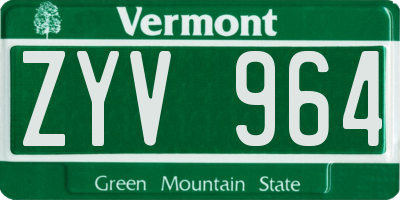 VT license plate ZYV964