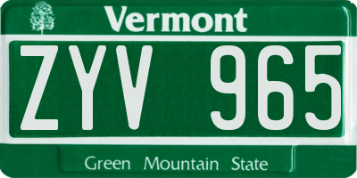 VT license plate ZYV965