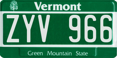 VT license plate ZYV966