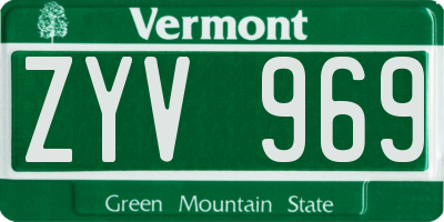 VT license plate ZYV969