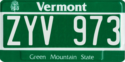 VT license plate ZYV973