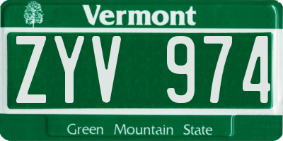 VT license plate ZYV974