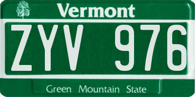 VT license plate ZYV976