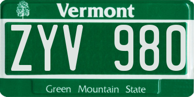 VT license plate ZYV980