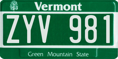 VT license plate ZYV981