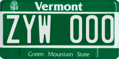 VT license plate ZYW000