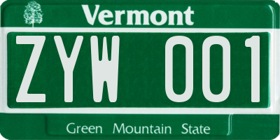 VT license plate ZYW001