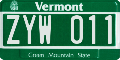 VT license plate ZYW011