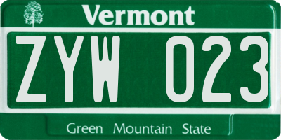 VT license plate ZYW023