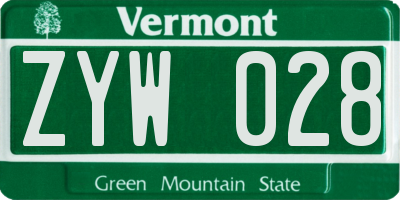 VT license plate ZYW028