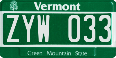 VT license plate ZYW033