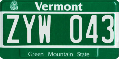 VT license plate ZYW043