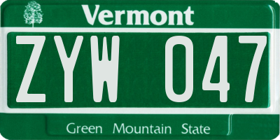 VT license plate ZYW047