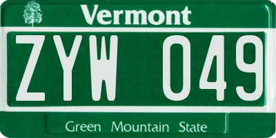 VT license plate ZYW049