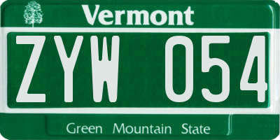 VT license plate ZYW054