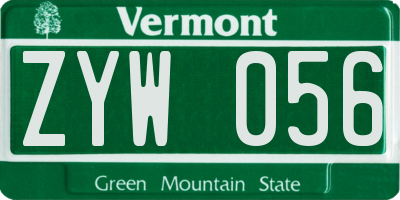 VT license plate ZYW056
