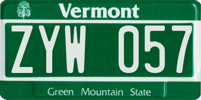 VT license plate ZYW057