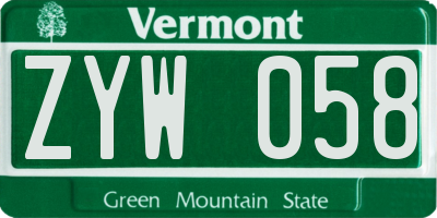 VT license plate ZYW058