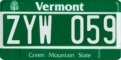 VT license plate ZYW059
