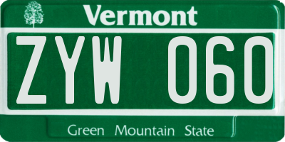 VT license plate ZYW060