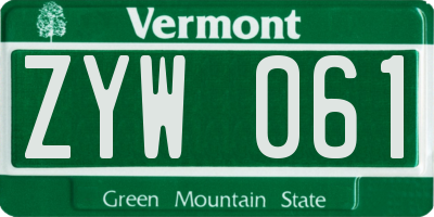 VT license plate ZYW061