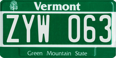 VT license plate ZYW063