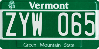 VT license plate ZYW065