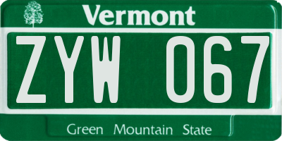 VT license plate ZYW067