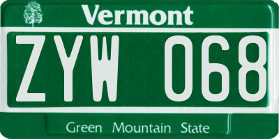 VT license plate ZYW068