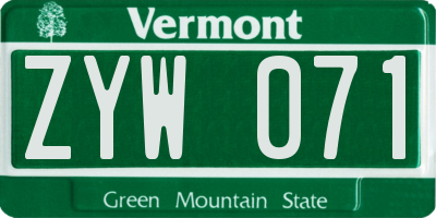 VT license plate ZYW071